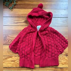 Red Hooded Knit Cape